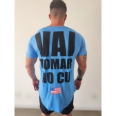 CAMISETA LONGLINE - FRASE (AZUL)
